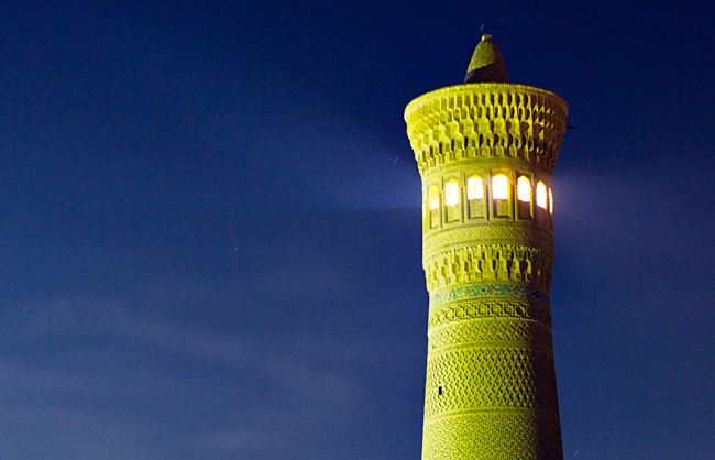View of the Kalon Minaret of Bukhara at night (Bukhara - Uzbekistan - 2011)