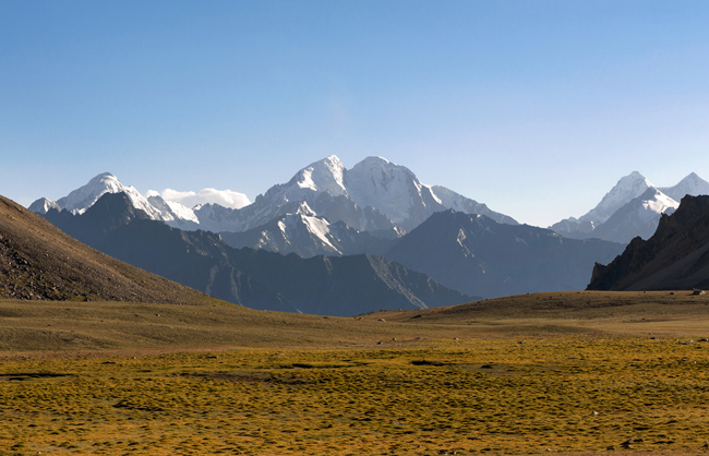 Panoramic view from the the Kotal-E Sargez plateau (4567m). Big Pamir - Afghanistan - 2014