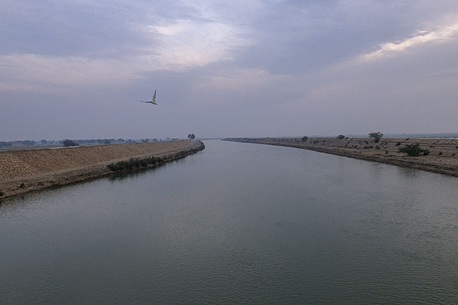 At first glance, the peaceful curves of the Right Bank Outfall Drain (RBOD) give no hint of the polluted waters it dumps into Lake Manchar, leaving the ecosystem in ruin, and with it, the life of the Mohanas.
